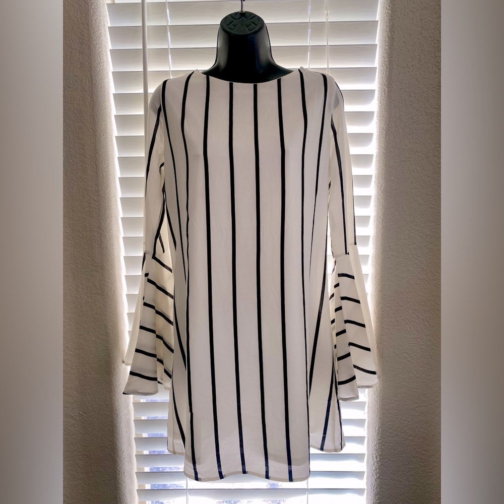 Lulus Striped Bell Sleeve Dress